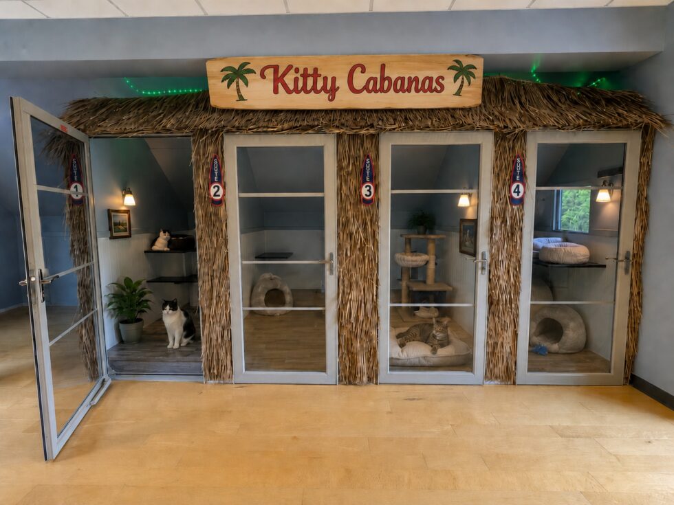 Kitty Cabana cat boarding accommodations at Classie Canines